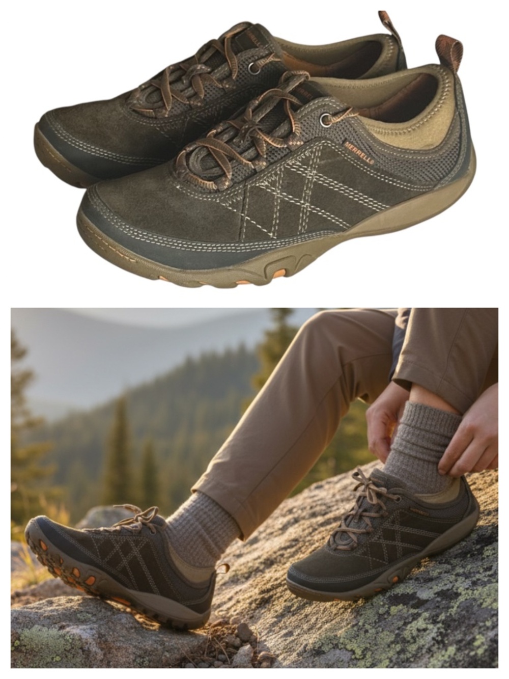 Merrell Mimosa Glee Shoes Sneakers Sz 7.5 Trail Walking Hiking Brown Mocha